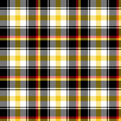 Yellow, red and black tartan plaid design. Textile pattern blend.