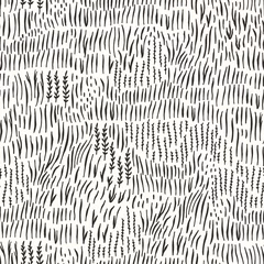 Fotobehang Zwart wit Grasveld, naadloze structuurpatroon met hand getrokken kruid, vectorillustratie in vintage stijl.