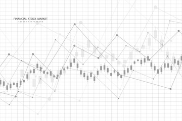 Stock market graph or forex trading chart for business and financial concepts, reports and investment on grey background . Vector illustration
