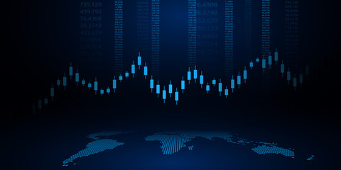 Stock market graph or forex trading chart for business and financial concepts, reports and investment on dark background . Vector illustration