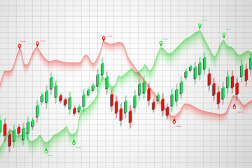 Stock market graph or forex trading chart for business and financial concepts, reports and investment on grey background . Vector illustration