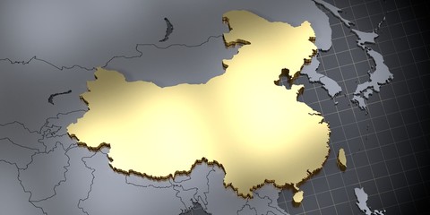 China - country shape - 3D illustration