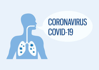 Coronavirus COVID-19 respiratory disease vector. Infected lungs vector illustration. Man with diseased lungs icon