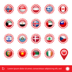 Vector Illustration of Covid-19 Icon with Flag