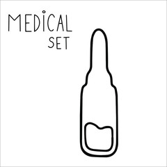 Single hand drawn ampoule Doodle stock vector illustration. element for posters, stickers and seasonal design. Isolated on white background. Sketch elements set for graphic and web design.