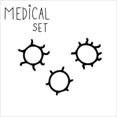 Single hand drawn virus cells Doodle stock vector illustration. element for posters, stickers and seasonal design. Isolated on white background. Sketch elements set for graphic and web design.