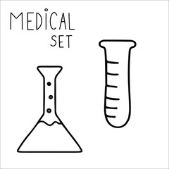 Single hand drawn glass bottle Doodle stock vector illustration. element for posters, stickers and seasonal design. Isolated on white background. Sketch elements set for graphic and web design.