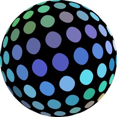 Dark blue mosaic sphere 3d render. Abstract object isolated.
