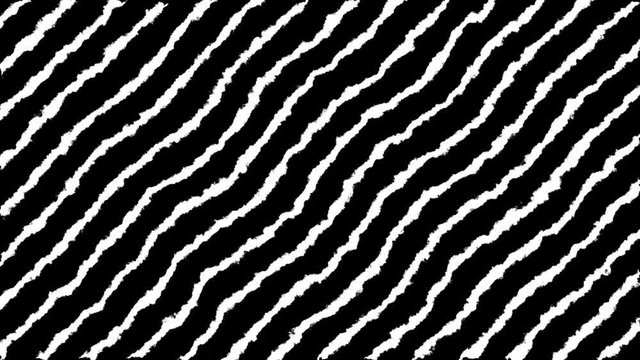 Moving zebra print 4k animation. Decoration monochrome diagonal lines. Usable for backgrounds, wallpapers, banners, presentation