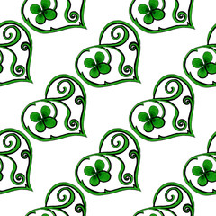 seamless pattern patricks day clover heart