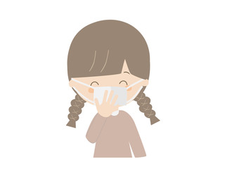 Girl wearing a mask and laughing.