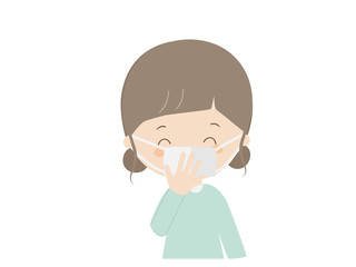 Girl wearing a mask and laughing.