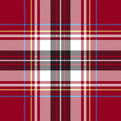 Blue red check plaid texture seamless pattern. Vector background.