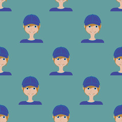 Boys with cap repeat pattern print background design