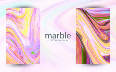 Two paintings with marbling. Marble texture. Paint splash. Colorful fluid. It can be used for poster, brochure, invitation, cover book, catalog. Vector illustration