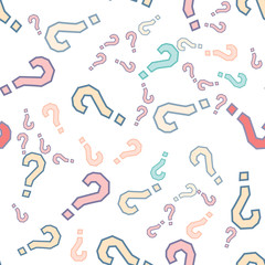 Quiz seamless pattern. Question marks, doubt, faq