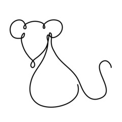 one line drawing art mouse logo style. mono line mouse logo. simple and modern style. continuous line mouse