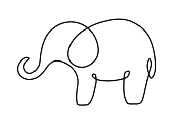 one line drawing art elephant logo style. mono line elephant logo. simple and modern style. continuous line elephant