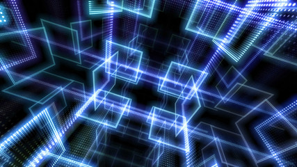 Disco club space illumination neon light room floor wall 3D illustration abstract background