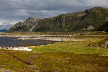 Vesteralen Islands / Norway - August 31, 2017: Vesteralen costal landscape, Vesterålen, Nordland, Norway, Scandinavia, Europe