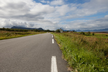 Vesteralen Islands / Norway - August 31, 2017: Coast road, Vesteralen, Vesterålen, Nordland, Norway, Scandinavia, Europe