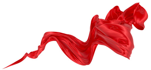 Beautiful flowing fabric of red wavy silk or satin. 3d rendering image.