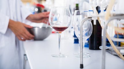 organoleptic characteristic for wine in laboratory of wunery of spain