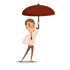 Business Man with an umbrella. Vector flat design illustration.