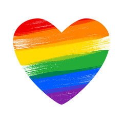 Heart in rainbow LGBT flag colors - paint style vector illustration.