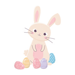 happy easter day, cute rabbit delicate eggs decoration cartoon