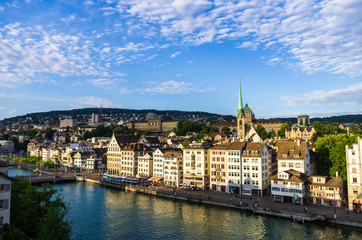 Zurich city view from hill