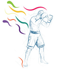 Boxers Fight Drawing Vector Sport