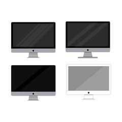 Realistic Computer, LCD monitor style grey color with blank screen for computer, isolated on white background. Computer style mockup. style flat design. Vector illustration.