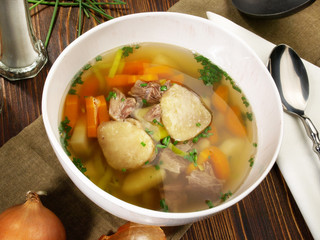Beef Bone Soup with Bone Marrow - Vegetables and Spice
