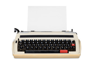 Old classic typewriter isolated with clipping path
