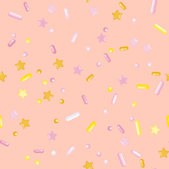 Sprinkle Cupcake Donut Topping. Seamless Pattern 