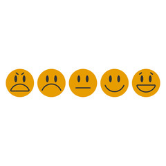 Icons, emoticons for rating or review. Feedback rate of satisfaction. Level