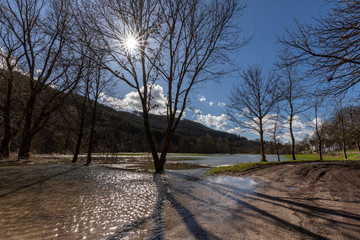 Fototapeta premium Hochwasser bei Langenei im Sauerland 