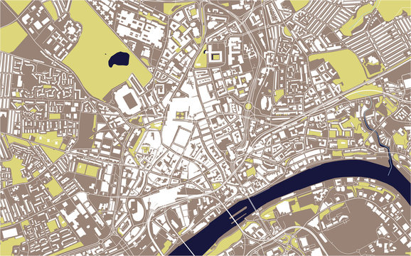 map of the city of Newcastle upon Tyne, Tyne and Wear, North East England, England, UK