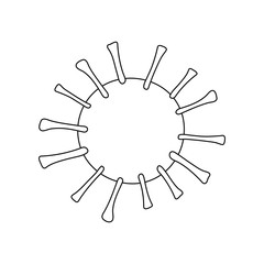 Coronavirus vector outline symbol. Sign covid-2019 isolated on white background. Stylized illustration of a new world virus. MERS-Cov, Novel coronavirus. Abstract virus line art model illustration