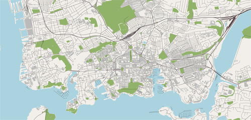 map of the city of Plymouth, Devon, South West England, England, UK