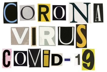 Corona virus COVID-19 text made of newspaper clippings
