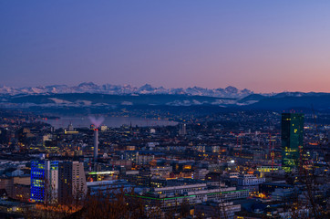 Fototapeta na wymiar Zurich city overlook at sunset