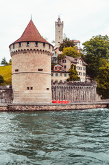 Fototapeta premium Nolliturm tower in Lucerne Switzerland overcast day no people