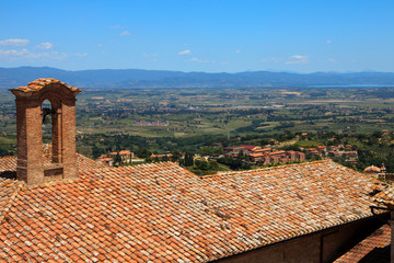 Obraz premium Montepulciano (SI), Italy - June 01, 2016: View from Palazzo Comunale of Montepulciano, Tuscany, Italy