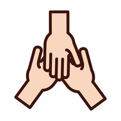 hands human teamwork line and fill style icon