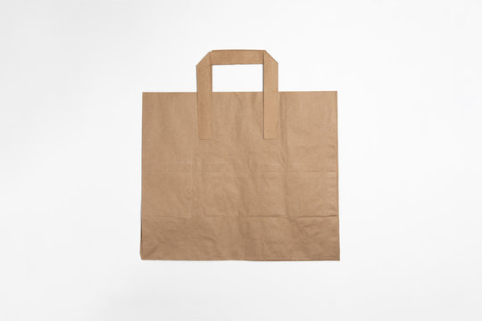 Various Kraft Paper Bag Mockup isolated on white background.High resolution photo
