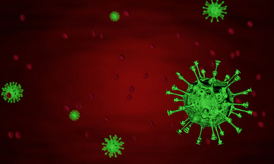 Coronavirus disease COVID-19 infection medical illustration. China pathogen respiratory influenza covid virus cells. New official name for Coronavirus disease named COVID-19. 3D Rendering.