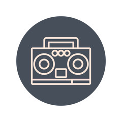 radio music player block and line icon
