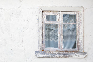 wooden windows in an abandoned building. old architecture